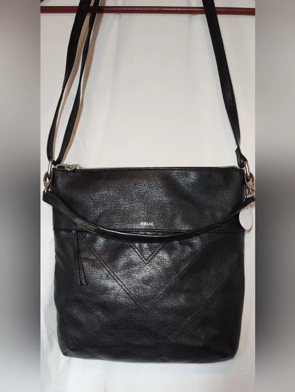 Relic by Fossil Black Sophie Chevron Versatile Crossbody Faux Leather Bag Purse